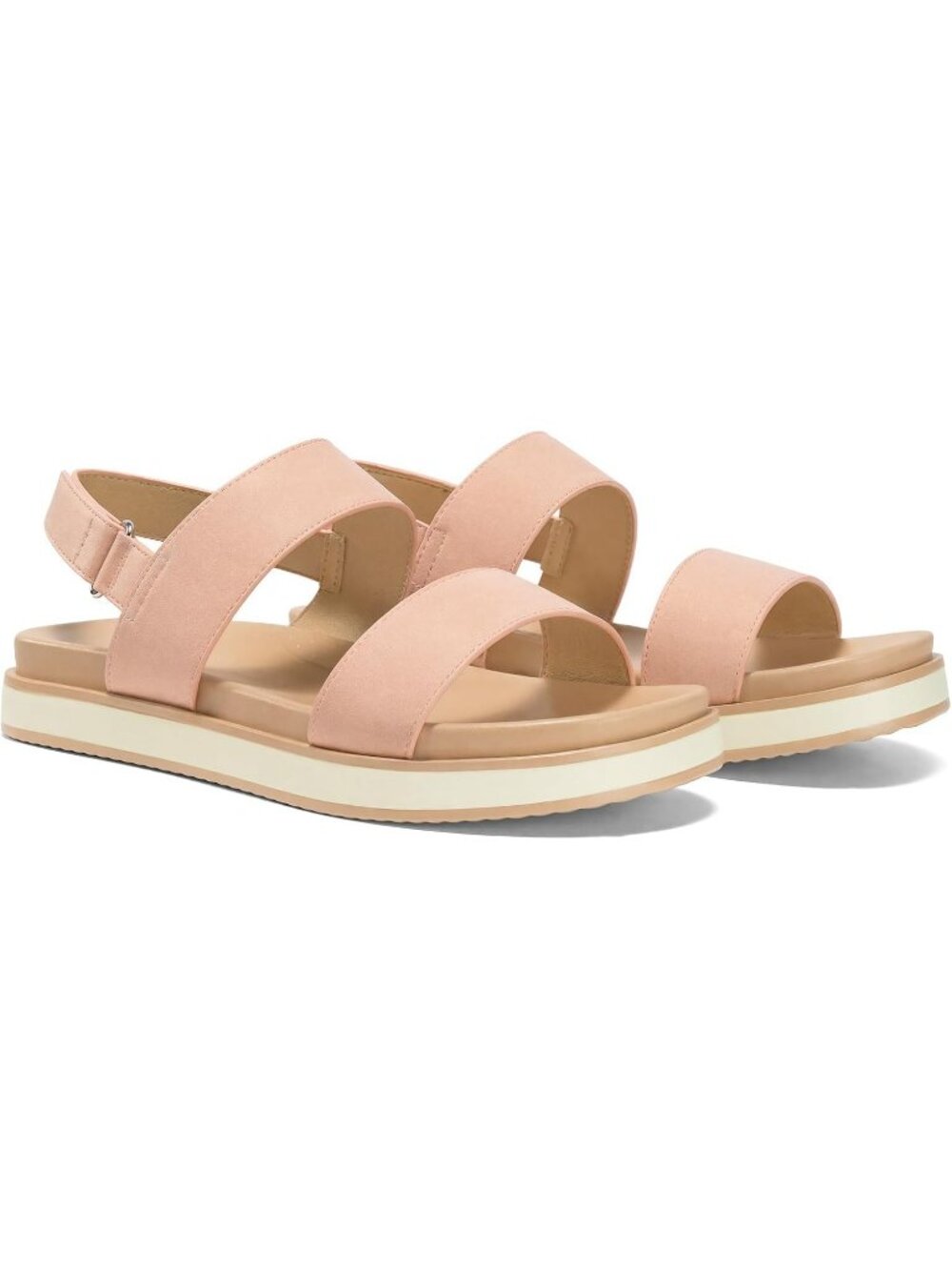 Women's Pink Round Toe Adjustable Strap Flats Arch Support Lightweight Sandals